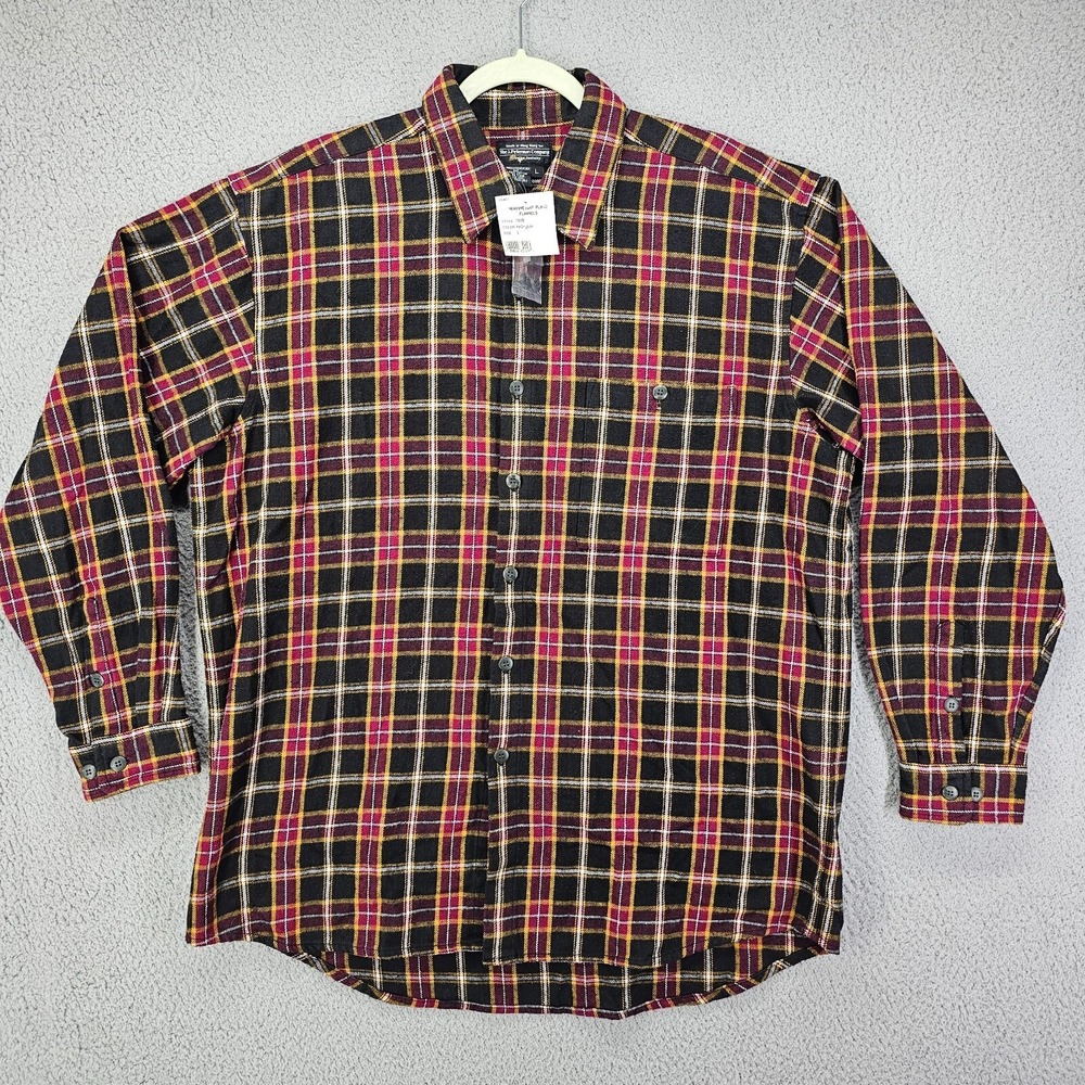The J Peterman Company Flannel Shirt Mens Large Plaid Heavyweight Button Up